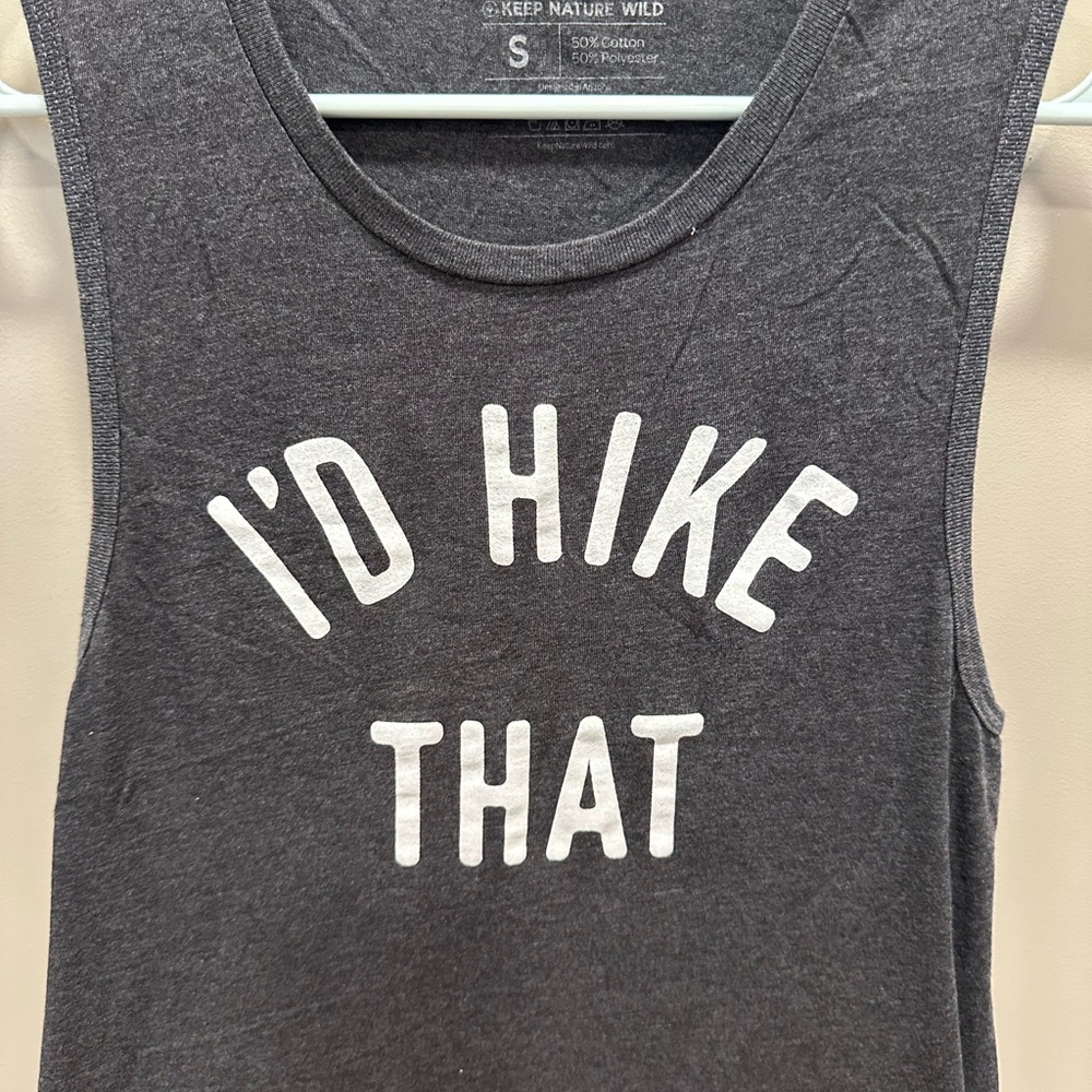 Gray Tank Top with 'I'd Hike That' Print